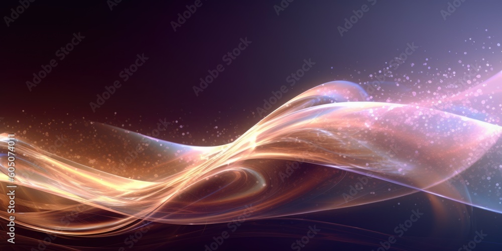 Poster wavy abstract shapes with glittering effect. generative ai aig21.