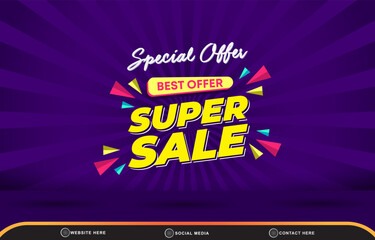 special best offer super sale for social media post banner with copy space for product sale with abstract gradient blue and purple background design