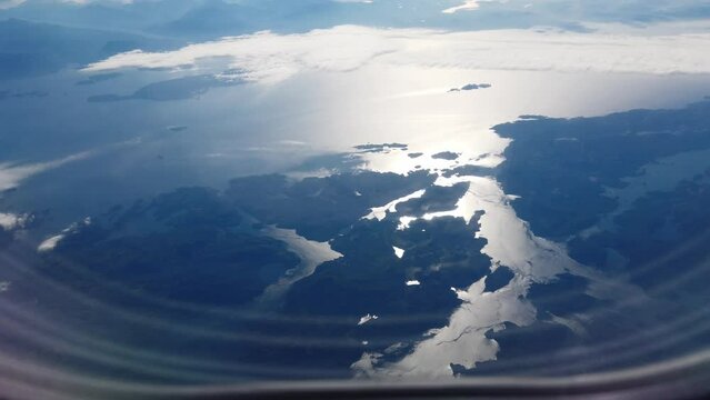 View from the plane window of Alaska Airlines to the landscape