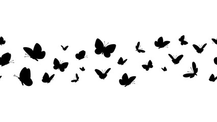 Black butterflies collection. Silhouettes, isolated on white background. Vector illustration. - obrazy, fototapety, plakaty