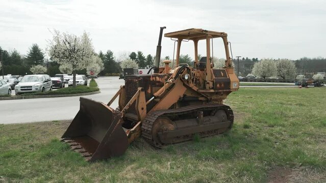 dozer construction vehicle empty in an empty vacant property lot