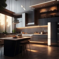 modern kitchen, architectural design, contemporary modern nature