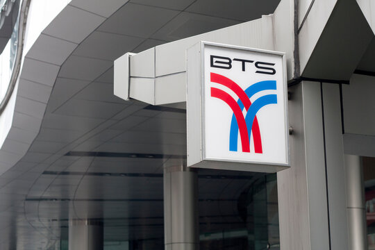 BTS sign outside Asoke Skytrain station 