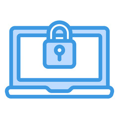 Laptop security icon in blue style, use for website mobile app presentation