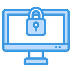 Computer security icon in blue style, use for website mobile app presentation