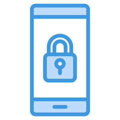 Smartphone security icon in blue style, use for website mobile app presentation