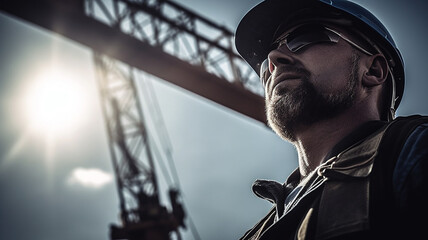 工事現場で働く作業員の白人男性（Generative AI）
