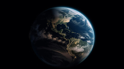 Naklejka na ściany i meble 宇宙から見た地球（アメリカ・メキシコ・ブラジル・GenerativeAI） 