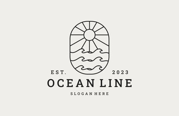 ocean logo vector icon illustration hipster vintage retro .