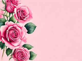 Rose flower watercolor with copy space for background. Generative ai