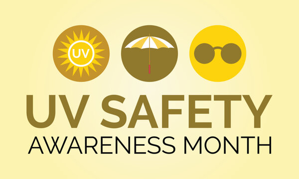 UV safety month is observed every year in July . it is responsible for summer tans and sunburns. Vector illustration