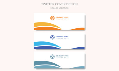 Social media cover page layout with 3 colors themes web banner template design set