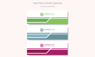 Social media cover page layout with 3 colors themes web banner template design set