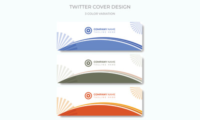 Social media cover page layout with 3 colors themes web banner template design set