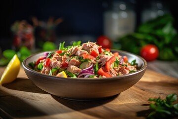 Tuna Salad in a close-up shot, macro shot - made with generative AI tools