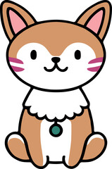 Funny cat and adorable kitten character vector design with flat color in white background suitable for sticker, cartoon and print design.