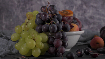 Grapes, apricots and plums