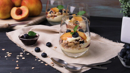 Cream and peach desert