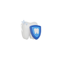 Dental insurance. Teeth protective 3D render icon isolated white background.