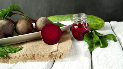 Beetroots rustic wooden table