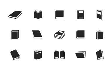 Book icon set silhouette isolated on white background study knowledge science