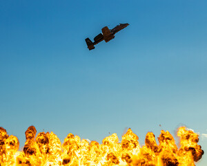 An amazing plane and explosion.