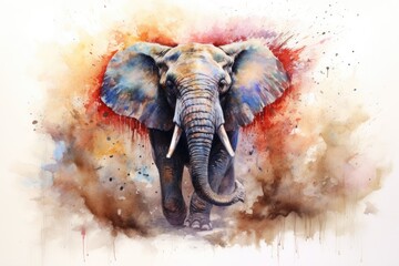 Elephant. Elephant illustration watercolor - obrazy, fototapety, plakaty