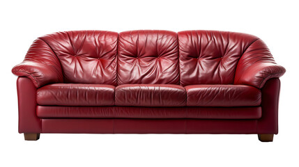 red leather sofa isolated on transparent background