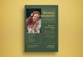 Green Minimalist Beauty Treatment Flyer Layout