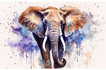 Elephant. Elephant illustration watercolor - obrazy, fototapety, plakaty