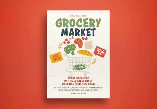 Handdrawn Grocery Market Flyer Layout