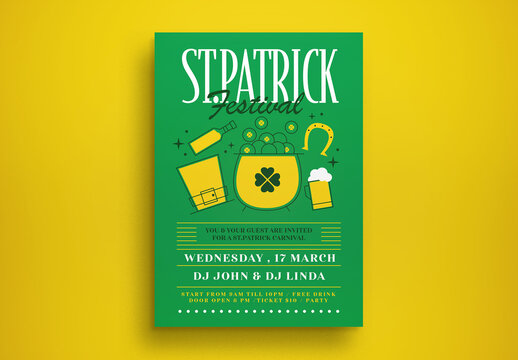 Green Flat Design St. Patrick Flyer Layout