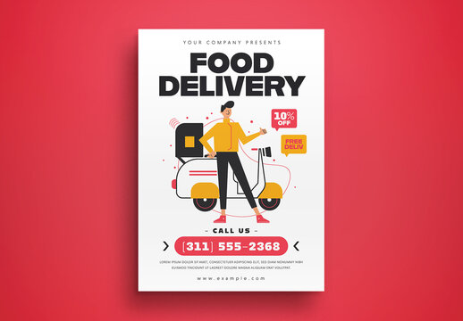Flat Design Food Delivery Flyer Layout