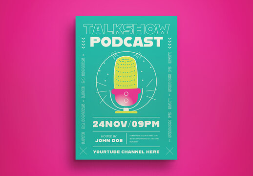 Flat Design Talkshow Podcast Flyer Layout