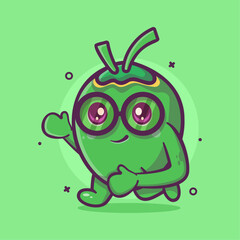 funny coconut character mascot running isolated cartoon in flat style design