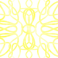 Yellow Watercolor Lines Doodle Background