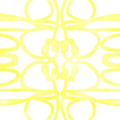 Yellow Watercolor Lines Doodle Background