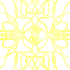 Yellow Watercolor Lines Doodle Background