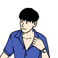 cute man cartoon on white background