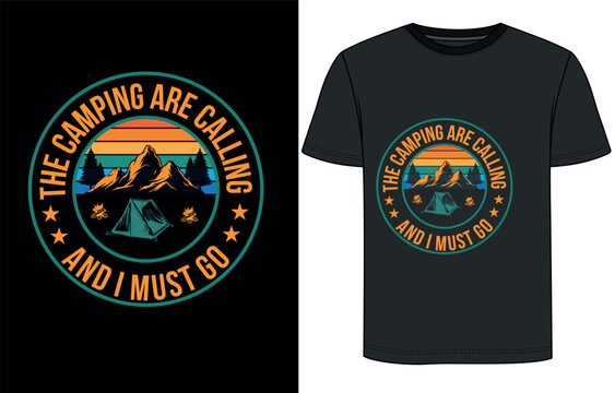 Hiking and camping t-shirt design 
