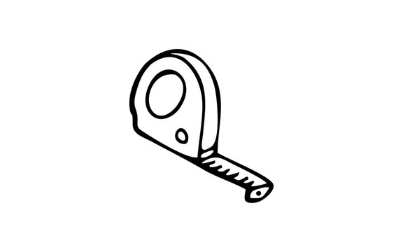 MEASURING TAPE Doodle art illustration with black and white style.