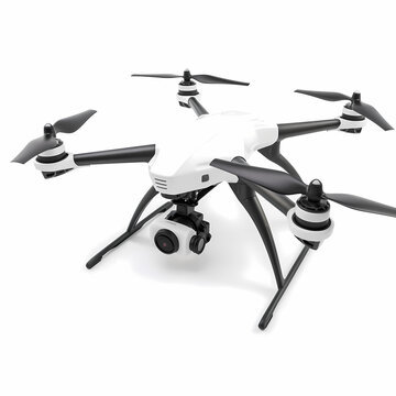 Modern Drone White Colored Isolated White Illustration