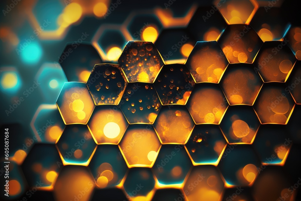 Poster abstract background of hexagonal data grid pattern for wallpaper and banner. distinct generative ai 