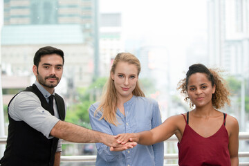 Fototapeta premium Business partnership with icons&nbsp;,business team handshake after deal