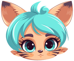 Fototapeta premium Cat Human Hybrid Face in Fantasy Cartoon Style