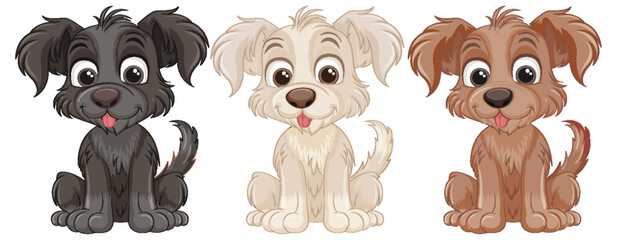 Cute dog cartoon character set