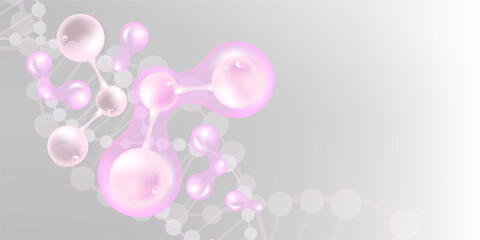 Hyaluronic acid hair and skin solutions ad, pink collagen serum drop with cosmetic advertising background ready to use, illustration vector.	