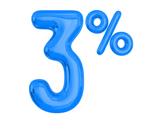 Number 3 Percent Off Blue Balloon