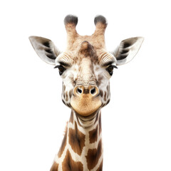 Fototapeta premium a Giraffe portrait with one or two Giraffe's front view, wildlife-themed, photorealistic illustrations on a transparent background cutout in PNG. generative ai