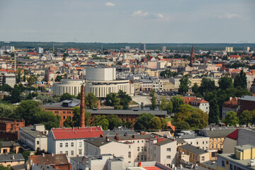 Bydgoszcz. Aerial View of City Center of Bydgoszcz near Brda River. The largest city in the Kuyavian-Pomeranian Voivodeship. Poland. Europe. Architecture  - obrazy, fototapety, plakaty